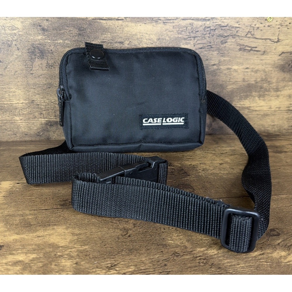 Rare Vintage Case Logic Black Canvas Fanny  Storage Bag With An Adjustable Strap